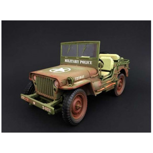 AMERICAN DIORAMA 1:18 - JEEP WILLYS 1944 *MILITAIRY POLICE*, DIRTY VERSION