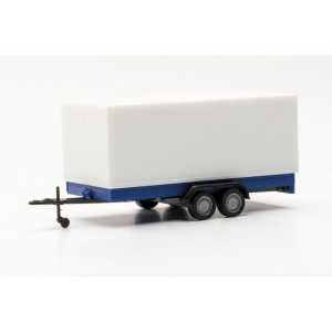 HERPA 1:87 - Car tandem tarpaulin trailer, blue/white