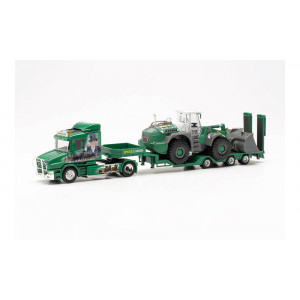 HERPA 1:87 - Scania Hauber Goldhofer allrounder semitrailer with wheel loader „Funke Visbek“ (Niedersachsen/Visbek)