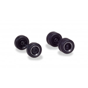 HERPA 1:87 - SET OF WHEELS FOR TRUCKS BLACK WITH CHROMIUM RING, (CONTINE: 4 seturi x 2 axuri))