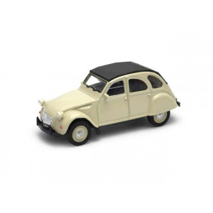 WELLY 1:34 - CITROEN 2CV CLOSED SOFTTOP DIECAST PULL BACK MODEL, BEIGE