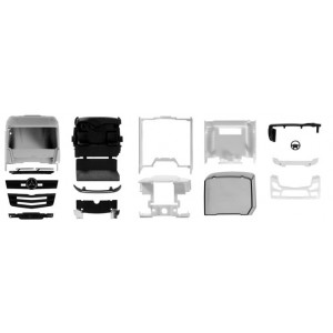 HERPA 1:87 - Mercedes-Benz Actros Streamspace 2.5 drivers cab without deflector and side skirting Content: 2 pcs.