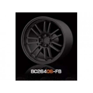 MOT HOBBY 1:64 - ABS WHEEL & RIM SET, FLAT BLACK - 26406-FB