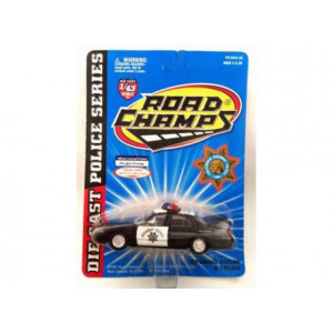 ROAD CHAMPS 1:43 - FORD CROWN VICTORIA 1998 *HIGHWAY PATROL*, BLACK/WHITE