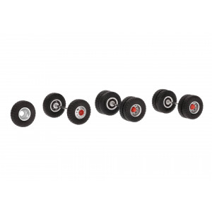 HERPA 1:87 - Accessory MBS wheel-set Scania Vabis steel, tyres 11.00-20 construction site profile, silver/red