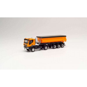 HERPA 1:87 - Iveco Trakker 4×4 thermal insulation trough semitrailer, communal orange