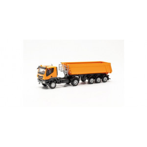 HERPA 1:87 - Iveco Trakker with Schmitz Cargobull dump semitrailer, orange