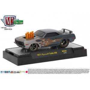 M2 MACHINES 1:64 - PLYMOUTH CUDA 440 1971, 'WILD CARDS RELEASE WC05', GREY