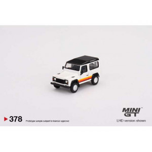 MINI GT 1:64 - LAND ROVER DEFENDER 90 WAGON, WHITE WITH STRIPES