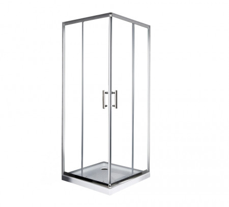 Cabina de dus patrata QFRESH Square 90x90cm, sticla securizata si profile crom lucios