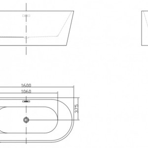 Cada freestanding ovala din acril JASMINE 160x75cm