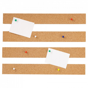 Avizier 4 benzi din pluta cu autoadeziv, push pins, set 4buc