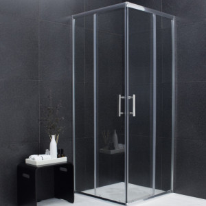 Cabina de dus patrata QFRESH Square 80x80cm, sticla securizata si profile crom lucios