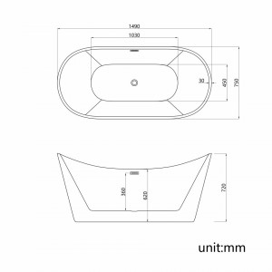 Cada freestanding ovala din acril JUNO 150*72 cm