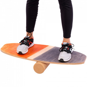 Balance board PORTO CMK, set placa de echilibru cu cilindru din pluta, 77x33cm