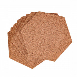 Suport pahare din pluta, Hexagonal, set 8buc