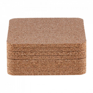 Suport pahare din pluta, patrat, 10x10cm/5mm, set 8buc
