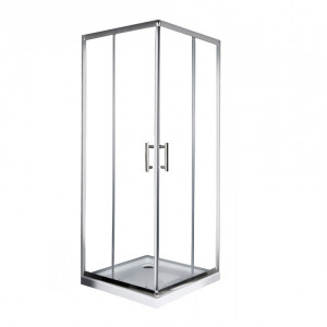 Cabina de dus patrata QFRESH Square 80x80cm, sticla securizata si profile crom lucios