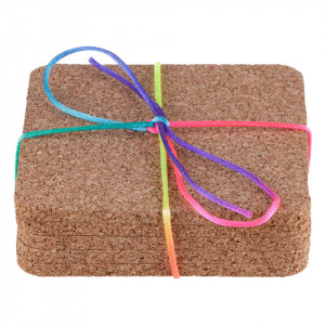 Suport pahare din pluta, patrat, 10x10cm/5mm, set 5buc