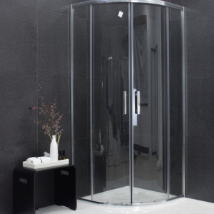 Cabina de dus semirotunda QFRESH Round 90x90cm, sticla securizata si profile crom lucios
