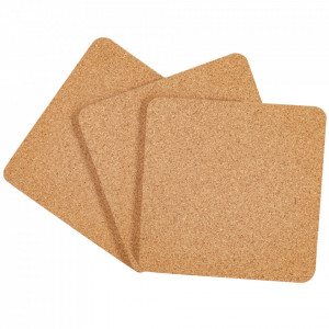 Suport pentru oala din pluta, patrat, 20x20cm/10mm, set 3buc