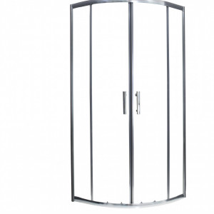 Cabina de dus semirotunda QFRESH Round 80x80cm, sticla securizata si profile crom lucios