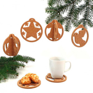 Decoratiuni ECO brad de CRACIUN, din pluta, set 5buc