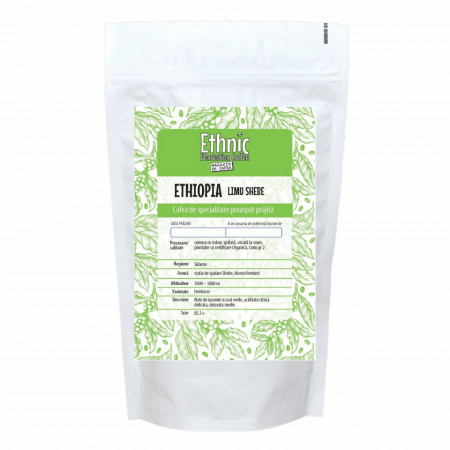 Cafea ecologica de specialitate prajita si macinata Ethiopia Limu Gr 2 Shebe Station, Arabica 500g lot 213, RO-ECO-008.