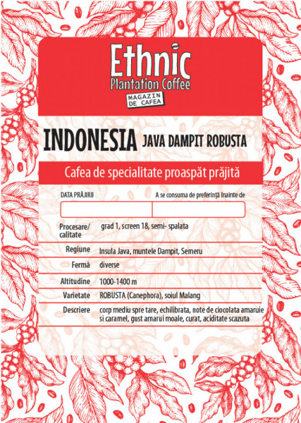 INDONESIA DAMPIT gradul 1 SEMIWASHED screen 18+, Robusta cafea macinata 1Kg plic