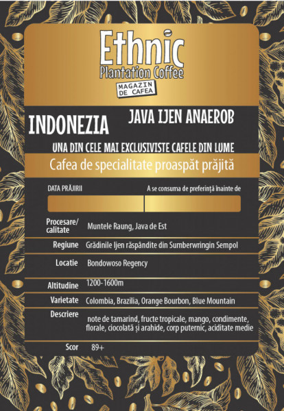 Cafea specialitate macinata INDONEZIA JAVA IJEN ANAEROB 150g cutie metalica