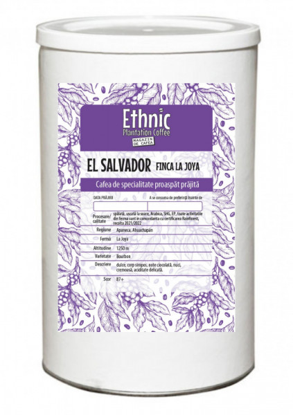 Cafea specialitate prajita boabe El Salvador Finca La Joya Arabica SHG EP 150g cutie metalica