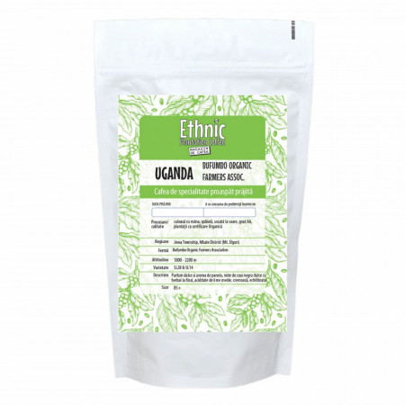 Cafea ecologica de specilaitate prajita si macinata UGANDA BUFUMBO ORGANIC FARMERS ASSOCIATION, Arabica 250g plic, lot 202 RO-ECO-008.