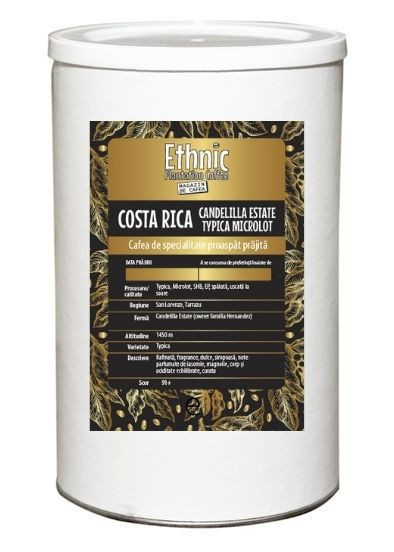 Cafea specialitate MICROLOT boabe COSTA RICA SHG EP CANDELILLA ESTATE TYPICA 150g cutie metalica