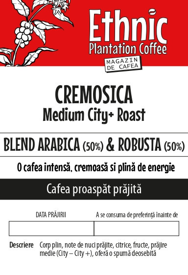 CAFEA MACINATA proaspat prajita "CREMOSICA" 50% Arabica & 50% Robusta 1Kg
