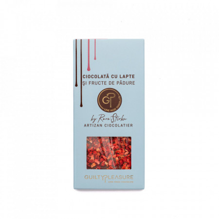 Tabletă Artizanala de Ciocolată cu Lapte şi Fructe de Padure Liofilizate 100g