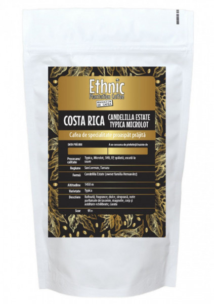 Cafea specialitate MICROLOT macinata COSTA RICA SHG EP CANDELILLA ESTATE TYPICA 250g plic