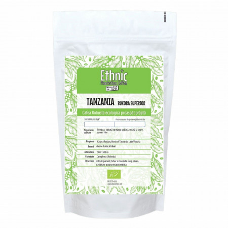 Cafea ecologica prajita si macinata Tanzania Robusta Bukoba Superior , 1kg lot 218, RO-ECO-008