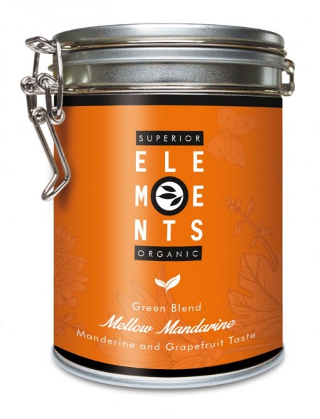 MELLOW MANDARINE SUPERIOR ORGANIC PREMIUM TEA ALVEUS GREEN BLEND - Mandarine Grapefruit Taste 100G cutie metalica RO-ECO-008