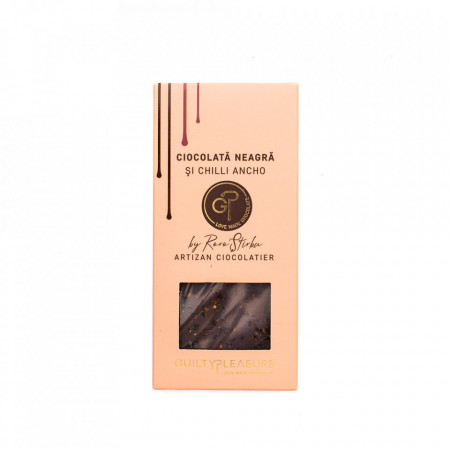 Tabletă Artizanala de Ciocolată Neagră cu Chilli Ancho 100g