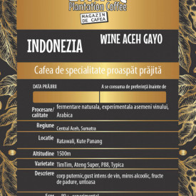 Cafea specialitate boabe INDONEZIA ACEH GAYO WINE 250g plic zip