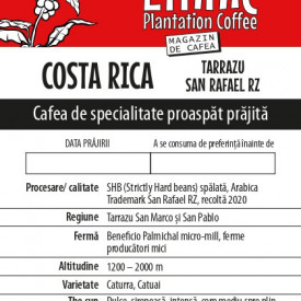 Cafea specialitate boabe COSTA RICA TARRAZU SAN RAFAEL RZ SANTOS Arabica 500g plic
