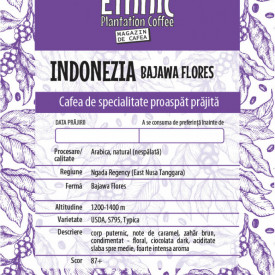Cafea specialitate boabe INDONEZIA BAJAWA FLORES NATURAL (nespalata) 150g cutie metalica