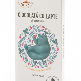 Tabletă Artizanala de Ciocolata Razvan 54% cacao cu lapte si zmeura 70g
