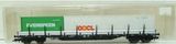 Fleischmann 5250 Rongenwagen 4-assig beladen met twee containers (Evergreen en OCL)s H0 NIEUW