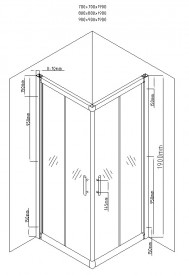 Cabina de dus patrata Square 90x90cm, sticla securizata, profil crom