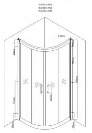 Cabina de dus semirotunda Round 90x90cm, sticla securizata, profil crom