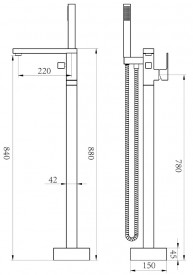 Baterie pardoseala cada/dus 51001 Chrome