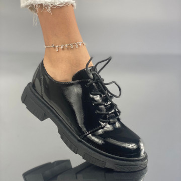 Pantofi Casual Dama Negri din Piele Ecologica Lionele