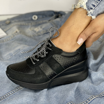 Pantofi Casual Dama Negri din Piele Naturala Bemos