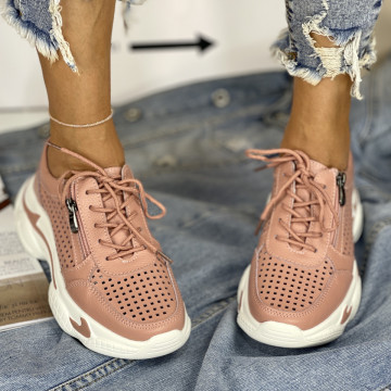 Pantofi Casual Dama Roz din Piele Naturala Belancia